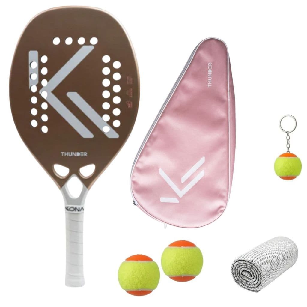 Raquete Beach Tennis Kona Thunder Rose 2026 - Carbono 3K + NFC Soft Core Anti Shock System Black Eva