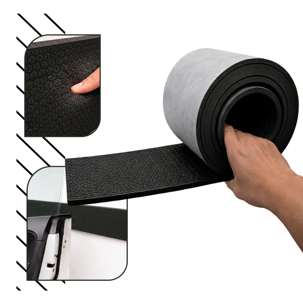 Protetor Parede Garagem EVA Preto 2m x 20cm Adesivo Anti Impacto Porta Carro Coluna Estacionamento Residencial Elidelu