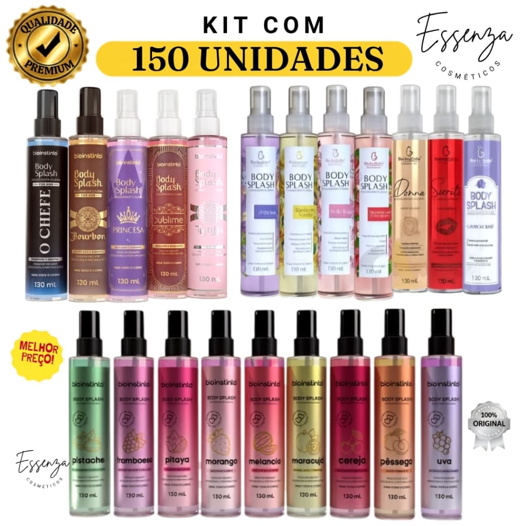 150 UND Body Splash Bio Instinto 130ml - Perfume Corporal - Diversas Fragrâncias - (PODE ESCOLHER)