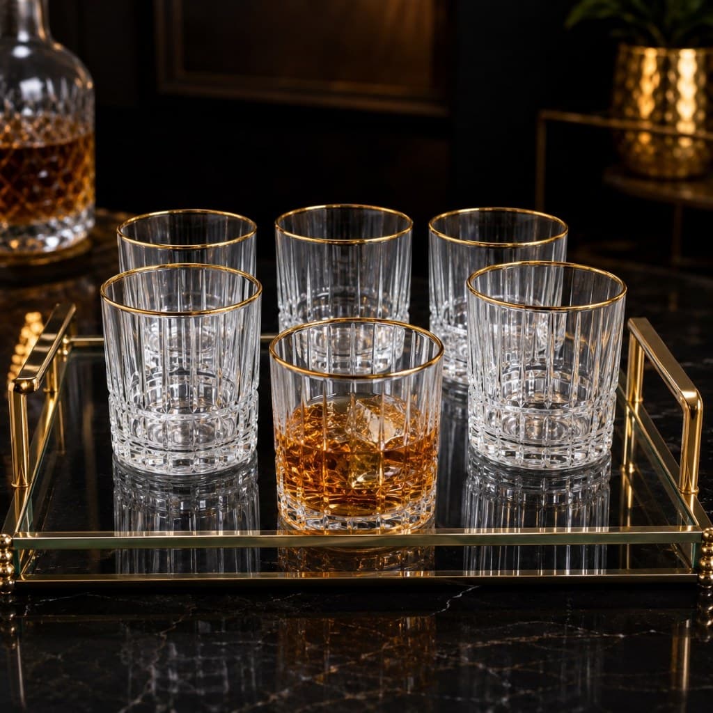Jogo De 6 Copos De Whisky Vidro Grosso 310ml Copo Baixo Premium De Luxo Copo Baixo Para Drinks e Bebidas