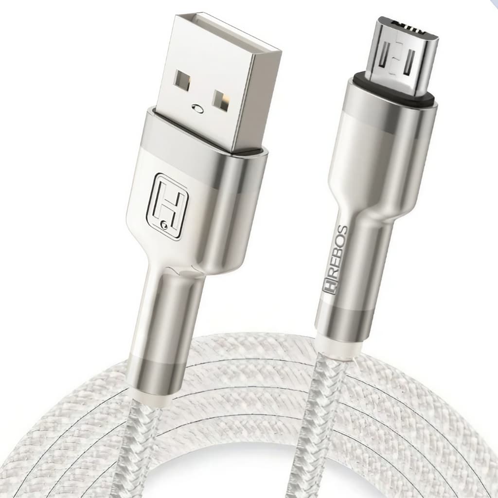 Cabo Usb Carregador Celular 2 Metros Longo Micro Usb V8 Android Antigo Reforçado Metal Nylon Resistente Grande