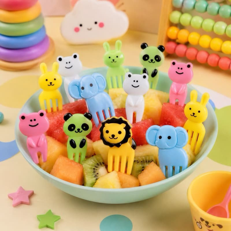 KIT 10/20/30/40/50 Garfos para Frutas Infantil Animalzinho Kit Espetos Decorativos Reutilizáveis Garfinhos Envio rápido