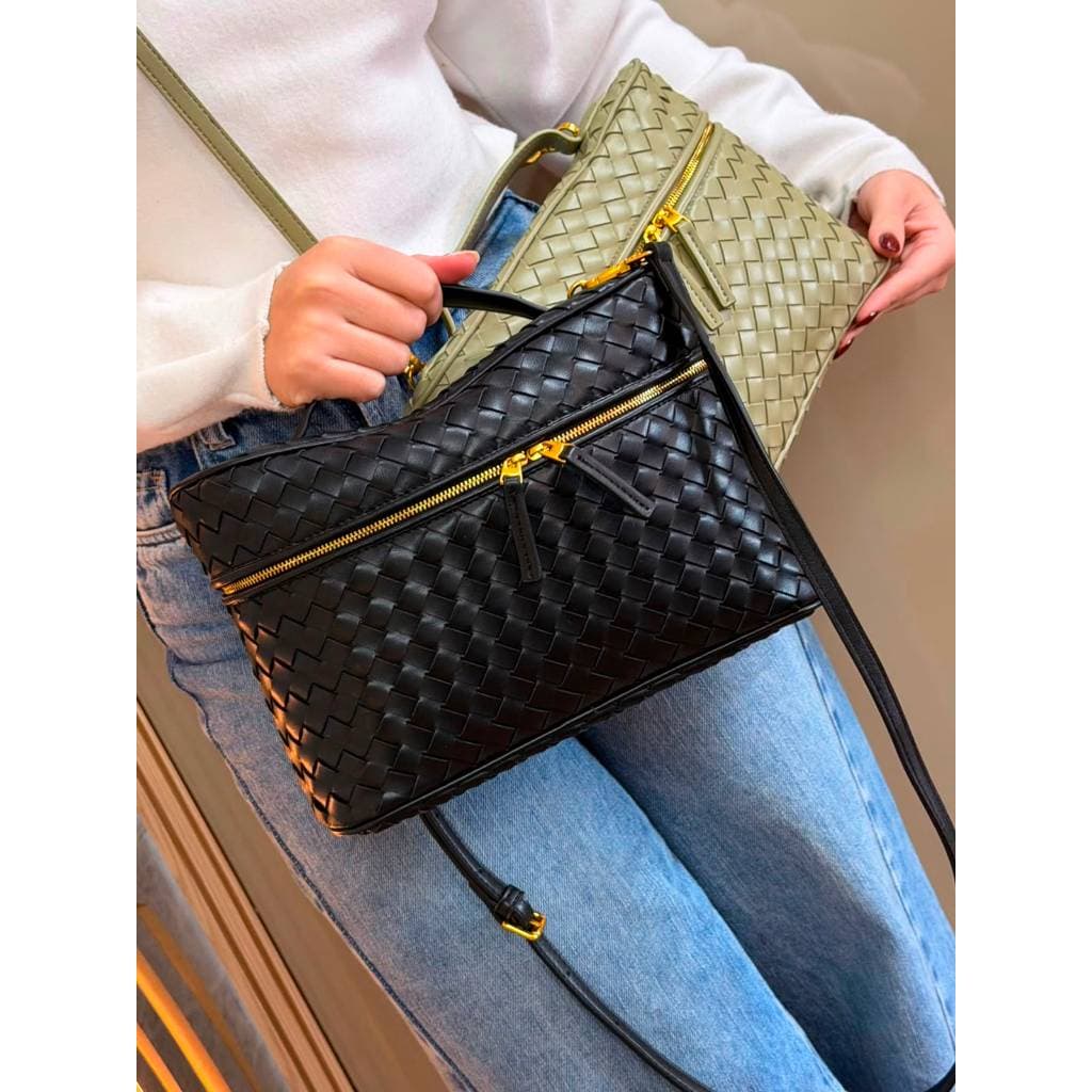 Bolsa Trançada Tiracolo Transversal