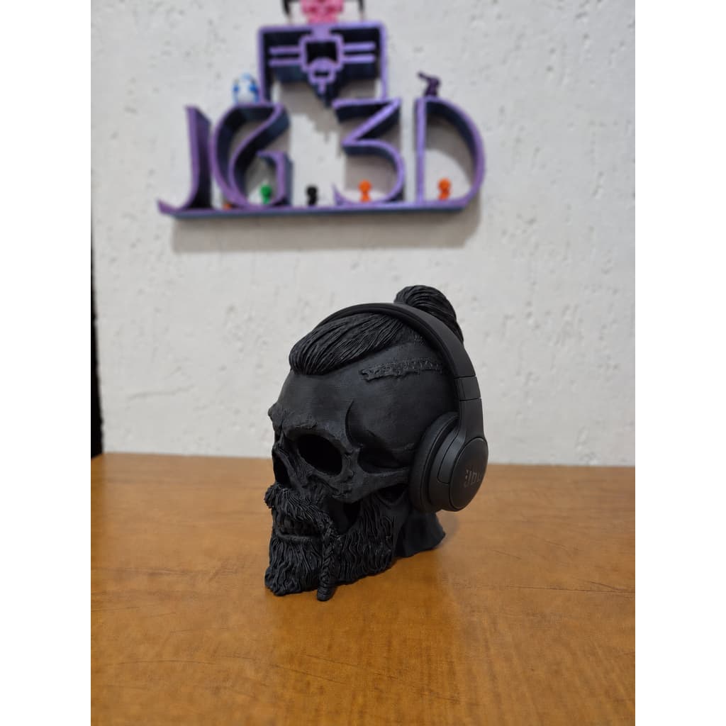 Crânio Viking Decorativo Suporte para Fone Headset – Impressão 3D