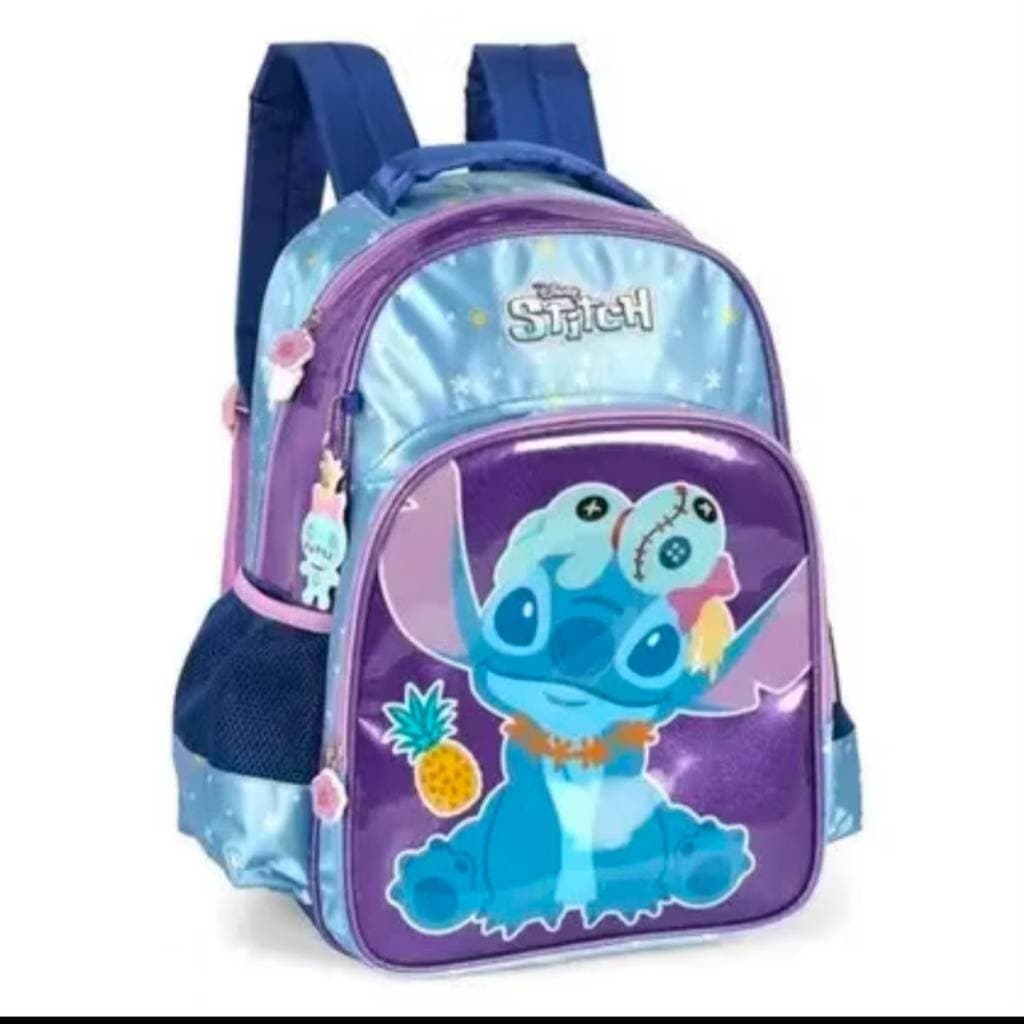 Mochila Escolar Infantil Stitch Original Disney 41cm Resistente Grande Feminina