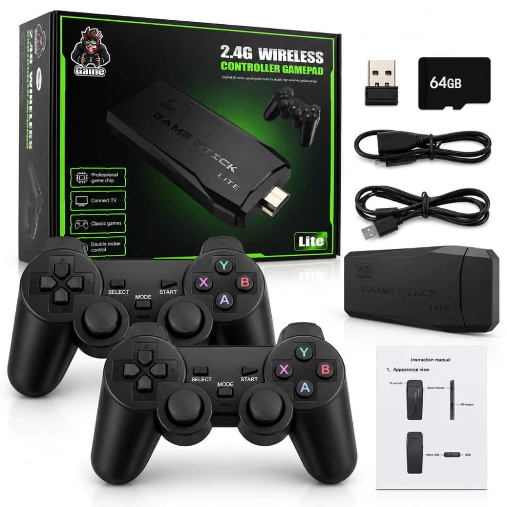 Game Stick Conslole Retro 4k Pendrive Clássicos 10.000 Mil Jogos 2 Controles Plug e Play