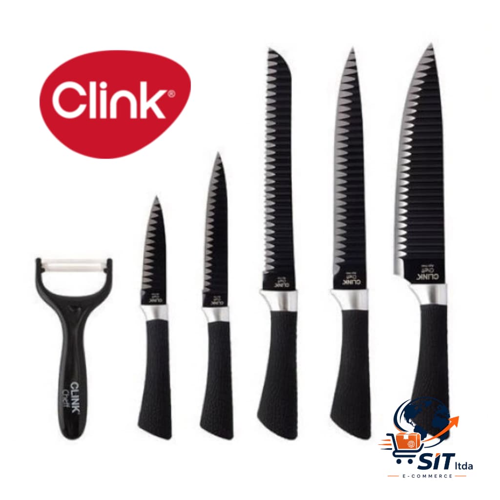 Kit Facas 6 Pcs Aco Inox E Plastico Pp 33,5 Cm X 3,8 Cm X 1,3 Cm
