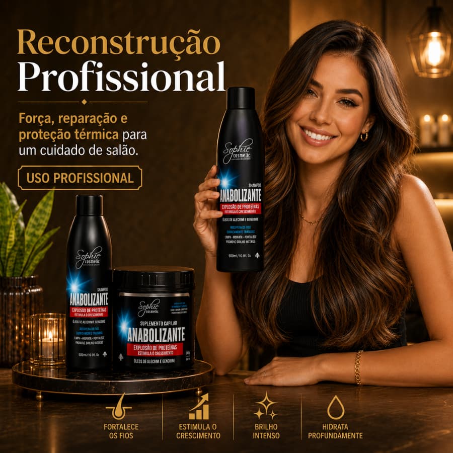 Kit Máscara Anabolizante Capilar e Shampoo Suplementação - Fortalecimento - Reconstrução - Nutrição