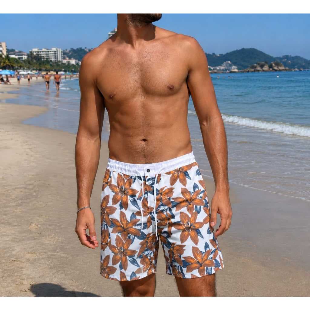 Combo Com 2 Bermudas Tactel Estilo Havaiano Estampadas Short Praia