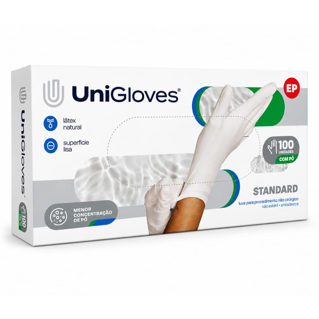 Luvas Descartáveis Standard Látex Unigloves Branco Com Pó