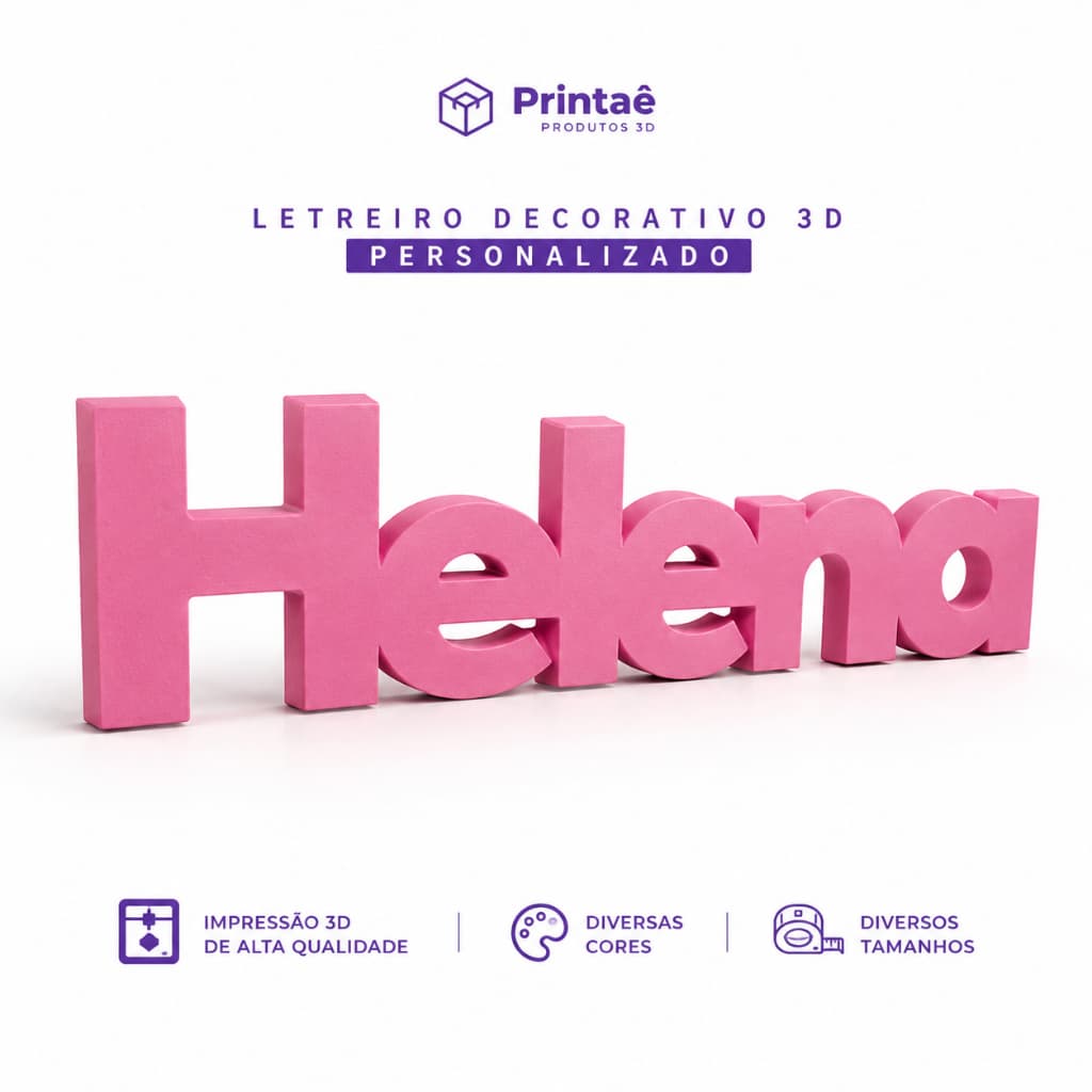 Letreiro Decorativo 3D Personalizado - Nome para Bebê, Filho, Namorado