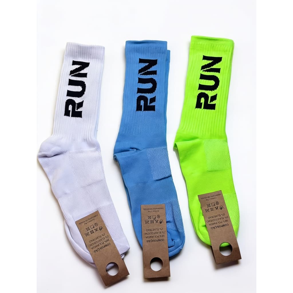 Kit 3 Par Meias Run Cano Longo Academia Corrida Caminhada