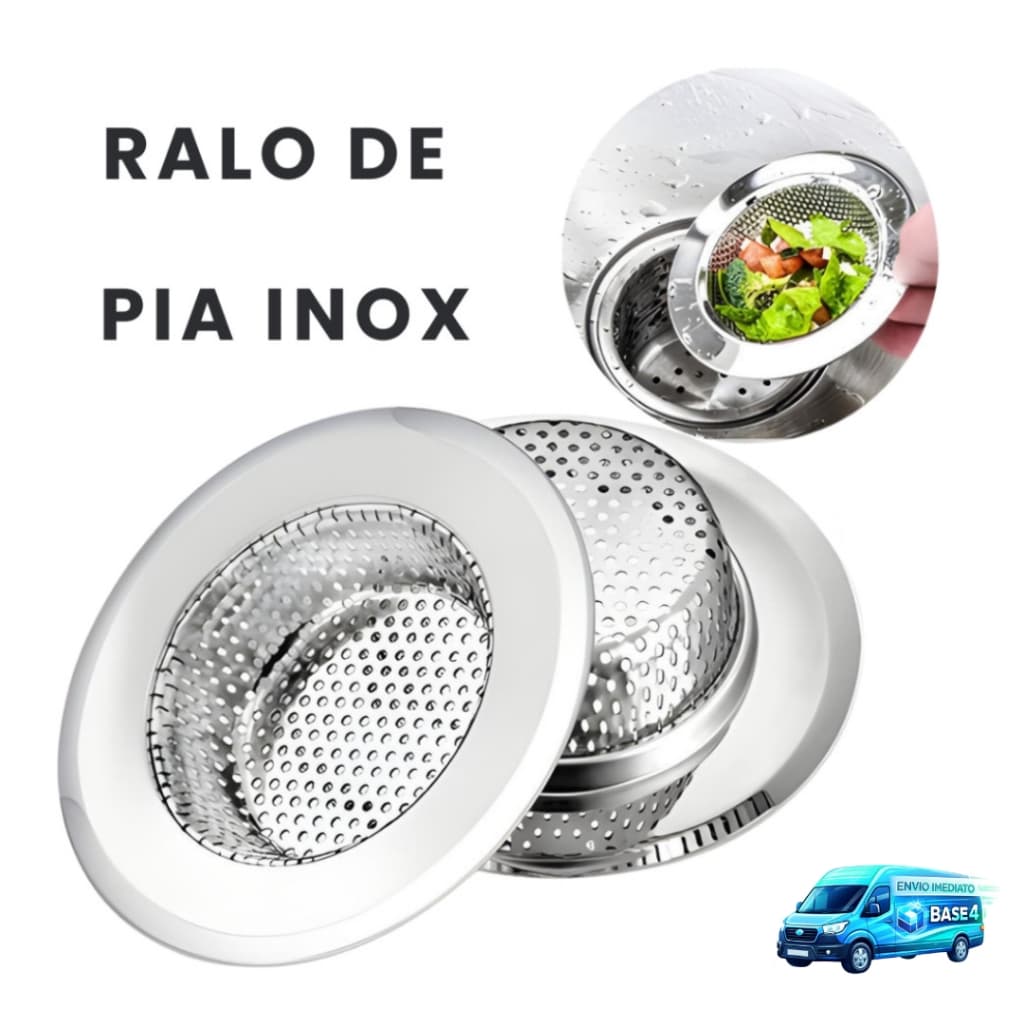 Ralo de Pia Inox para Cozinha – Ralinho com Borda 7cm / 9cm / 11,5cm | Aço Inox  Antientupimento