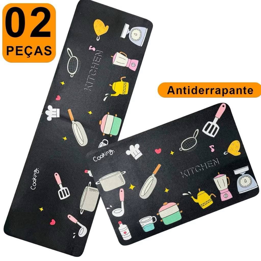 Kit 2 Tapetes de Cozinha Passadeira Emborrachada Para Cozinha tapete Antiderrapante