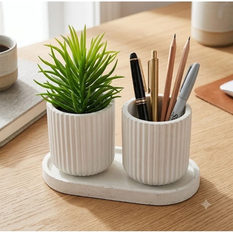 kit decoração 3 peças  / vaso decorativo multiuso + bandeja de gesso