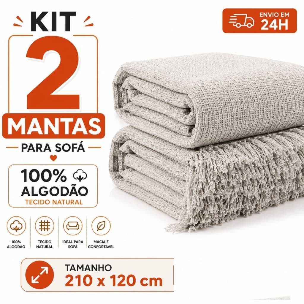 Kit 2 Manta Para Sofá/Cama Gigante Grande Decorativa Protetora 2.10x1.20 Luxo Sofá cama cadeir