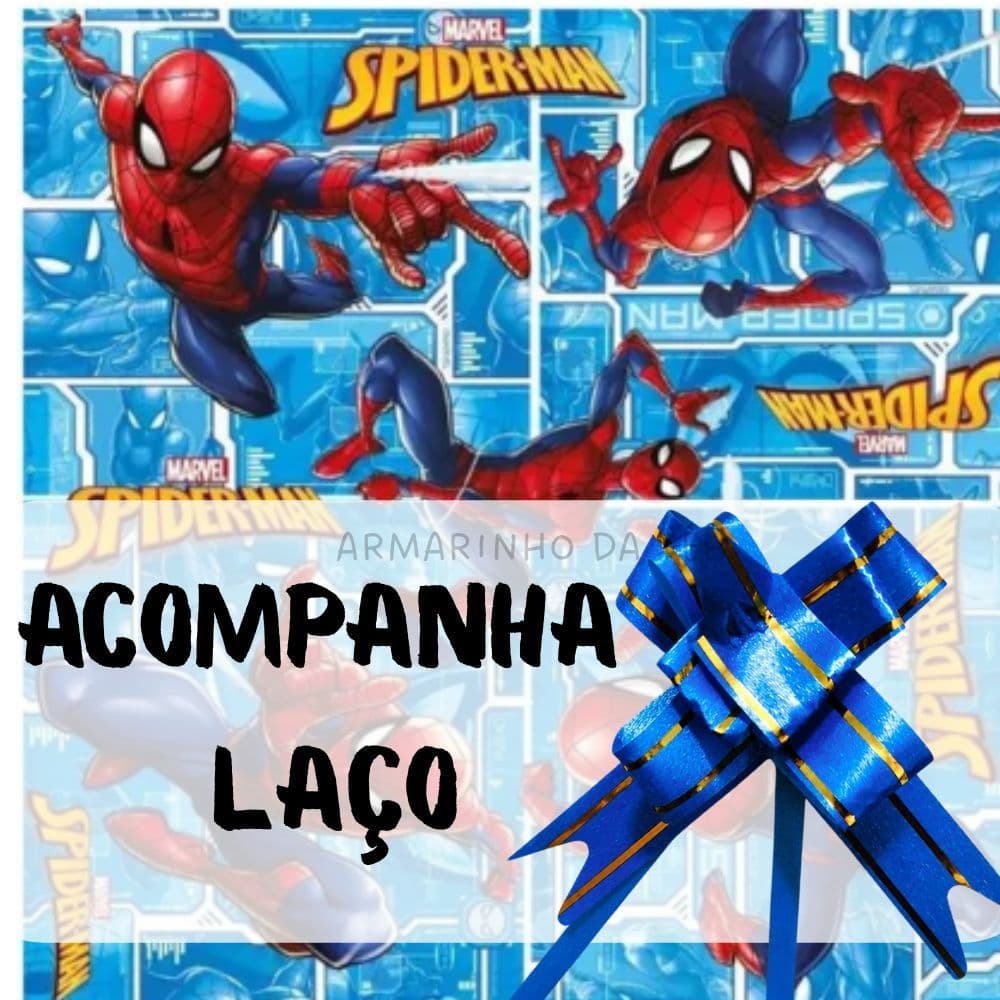 Kit Fácil Completo GRANDE Homem Aranha 50x70cm 1 SACO + 1 LAÇO + 1 DE/PARA