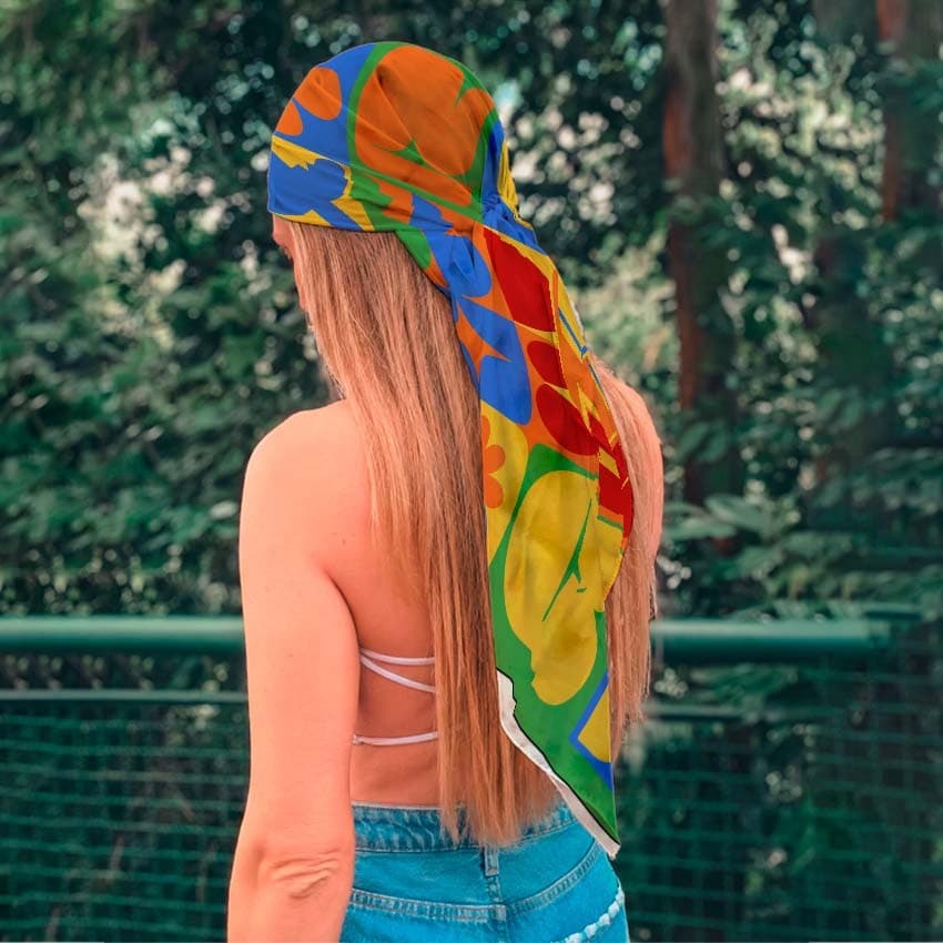 Lenço De Cetim Moda Feminino Brasil Fashion Brasilidades Colorido