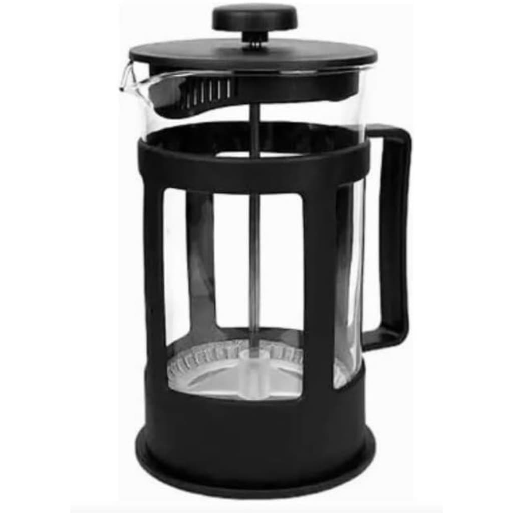 Cafeteira Prensa Francesa 300ml Vidro e Inox Preto - Cafeteira Manual Êmbolo para Café e Chá, Base Antiderrapante 16cm A