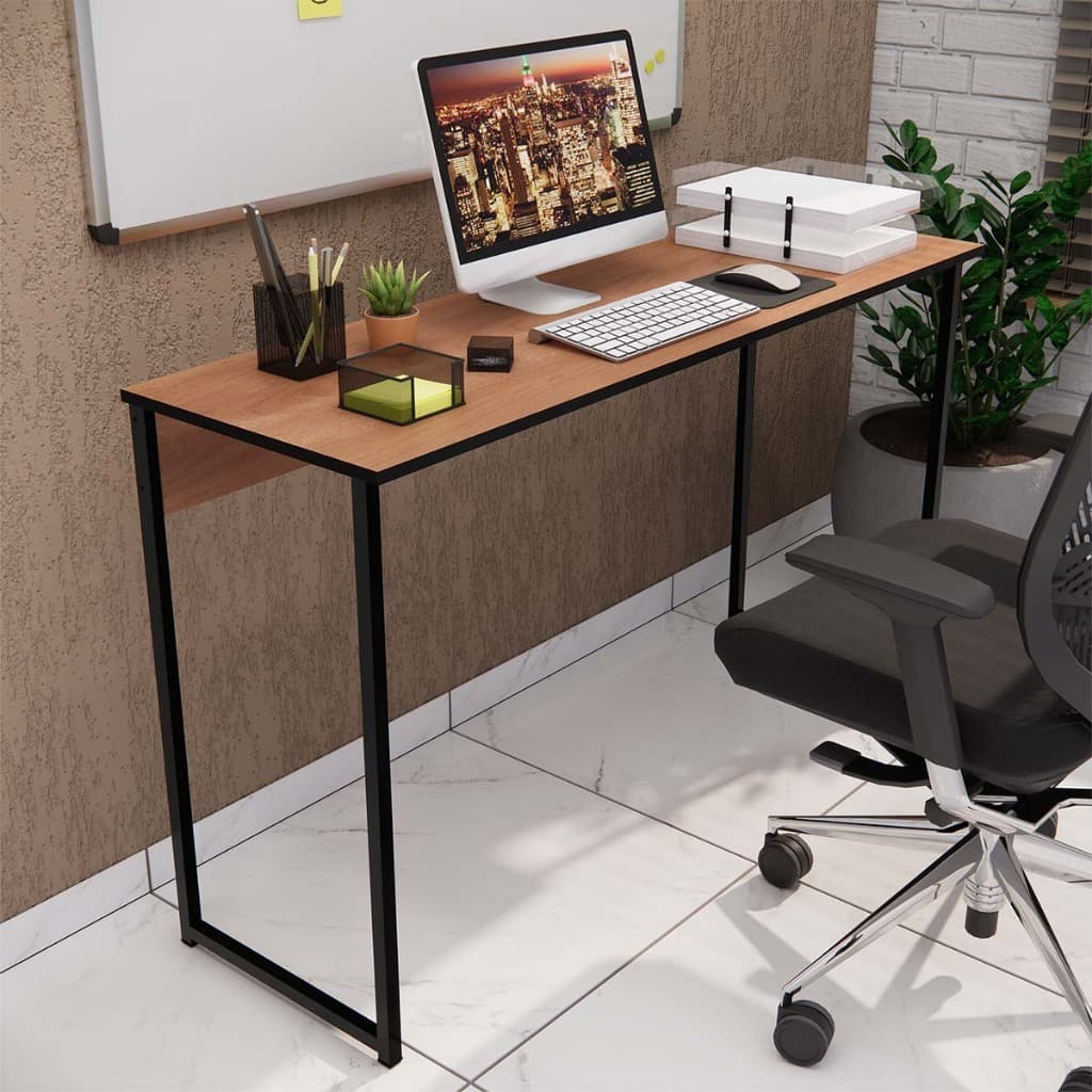 Escrivaninha Grande 115cm Mesa Escritório Trabalho Estudo Notebook Computador Gamer Pés Em Aço