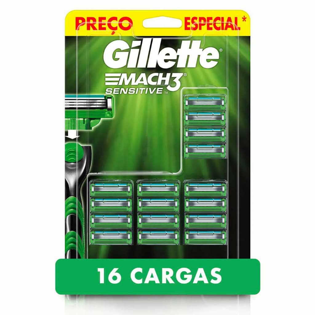 CARGA PARA APARELHO DE BARBEAR GILLETTE MACH3 SENSITIVE - 16 UNIDADES REFIL