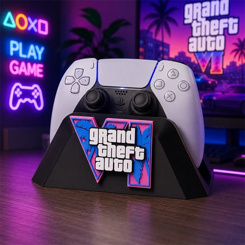 Suporte para Controle Gamer GTA VI – Base Organizadora para Controle, Headset e Acessórios