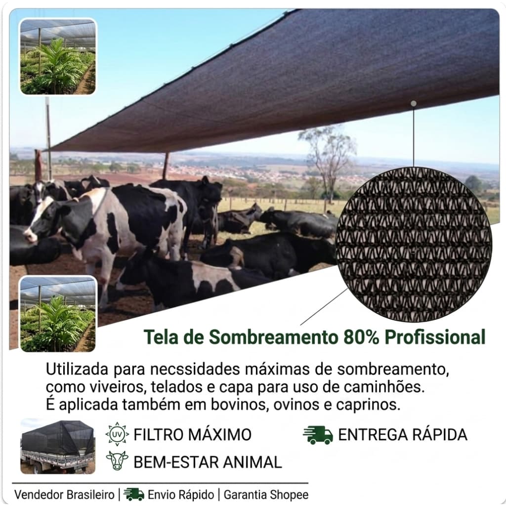 Tela Sombrite Sombreamento para Horta Estufa Plantação 80% com 3 de largura varios comprimentos
