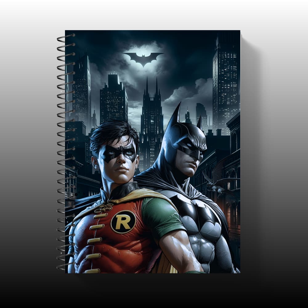 Caderno Batman e Robin Personalizado Capa Dura 1, 10 e 20 Materias