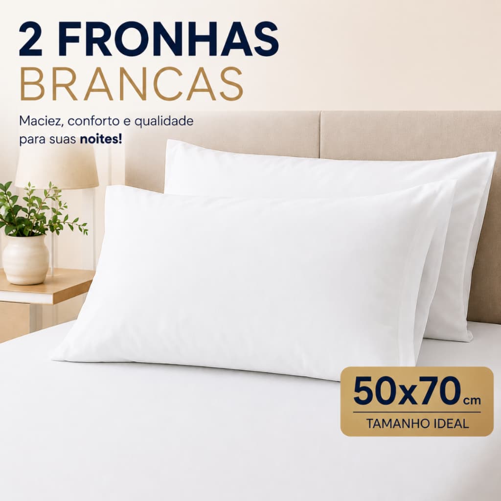 Kit 2 Fronha Com Zípér Travesseiro 50x70  Capa Antiácaro Antialérgica Macia Branca