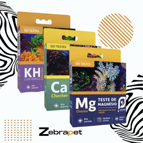 Kit Teste Marinho Powerfert - KH Low Range / CA / MG - KH, Cálcio e Magnésio