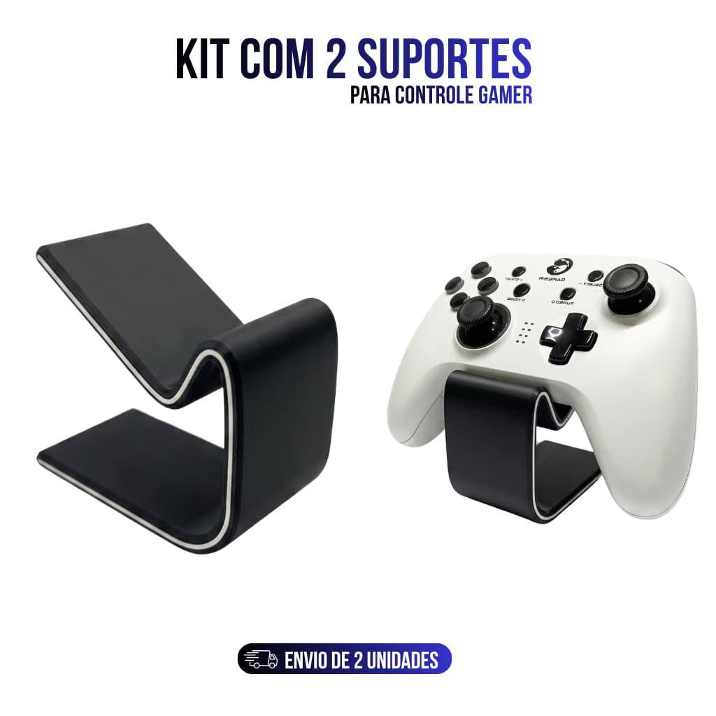 Kit 2 Suportes Para Controle PS5 Xbox Switch Organizador Gamer Mesa Setup PC