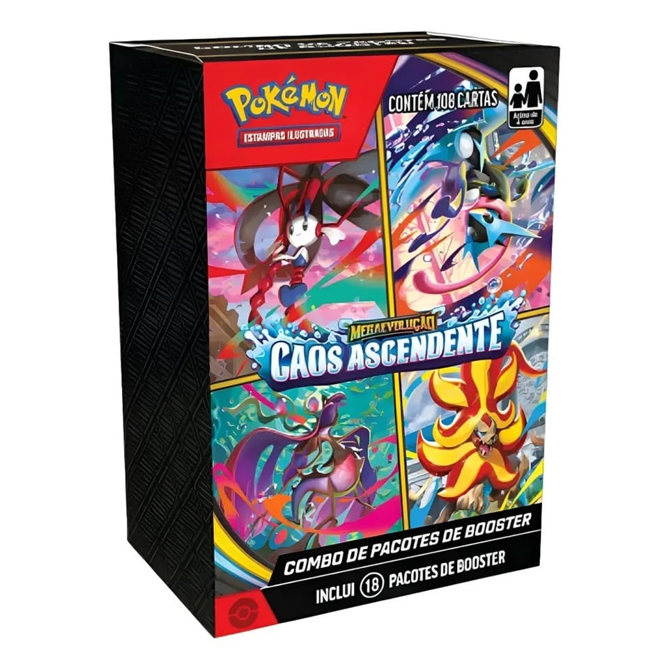 Cartas Pokémon Booster Box TCG Coleção Caos Ascendentes Com 108 Cards Copag