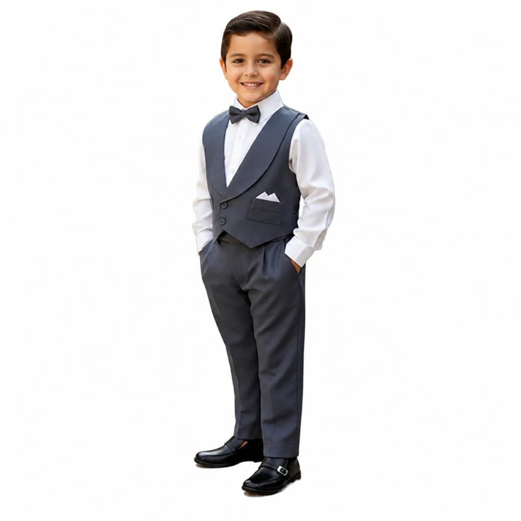 Conjunto Menino Colete Gravata Diversas Cores Luxo Look Formal Festa  2 A 12 Anos  Noivinho  Camisa Colete Calça Gravat