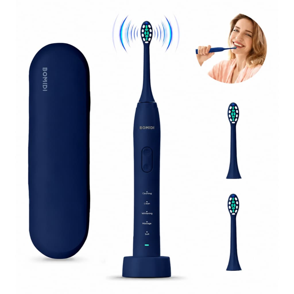 Escova de Dentes Elétrica Sônica BOMIDI 38000 Movimentos/min 5 Modos IPX8 USB-C Recarregável