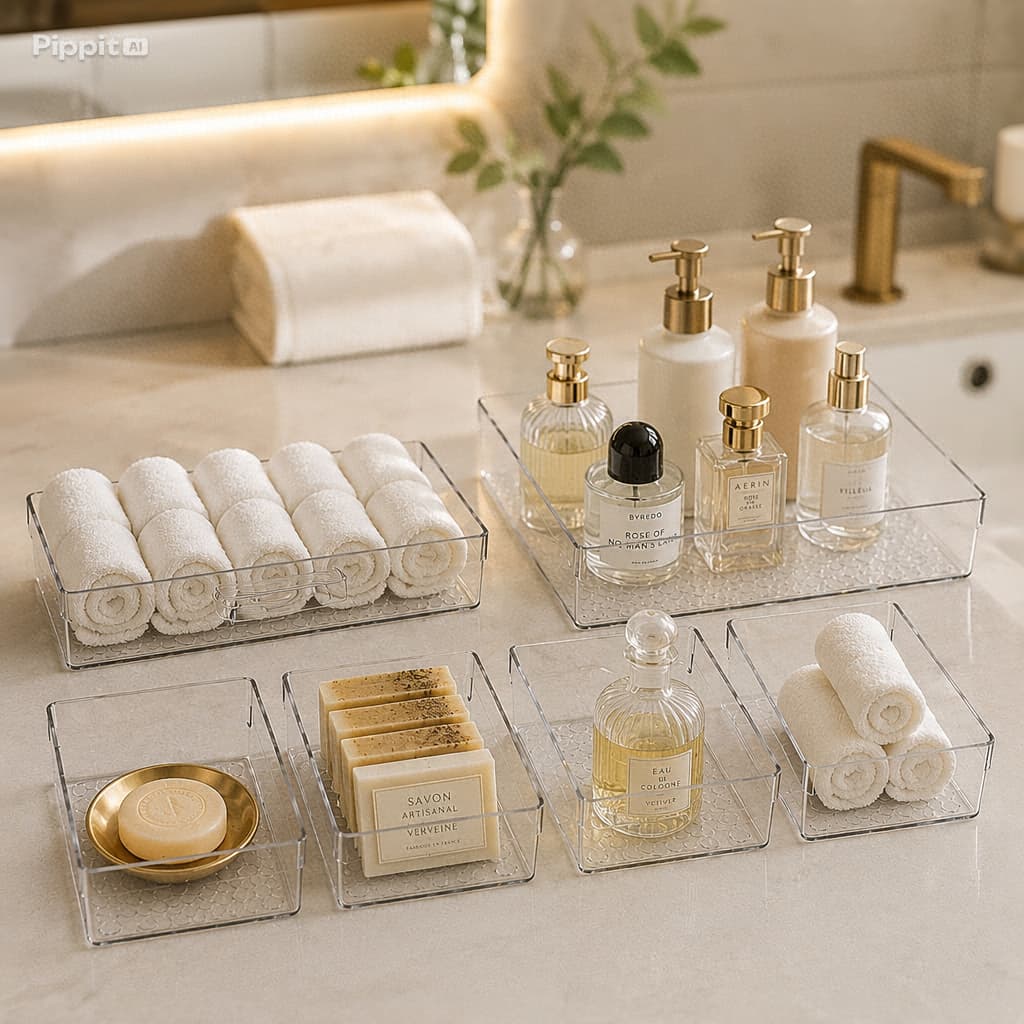 Kit com 18 Organizadores de Acrilico Multiuso Modular Maquiagem Perfume Penteadeira Armário 8P 4M 6G