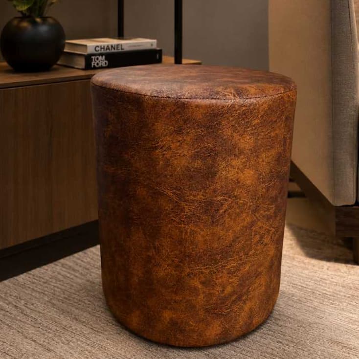 Puff Marrom Mesclado - Ideal Para Todos os Ambientes Assento Extra ou Apoio Para os Pés 45cm de Altura