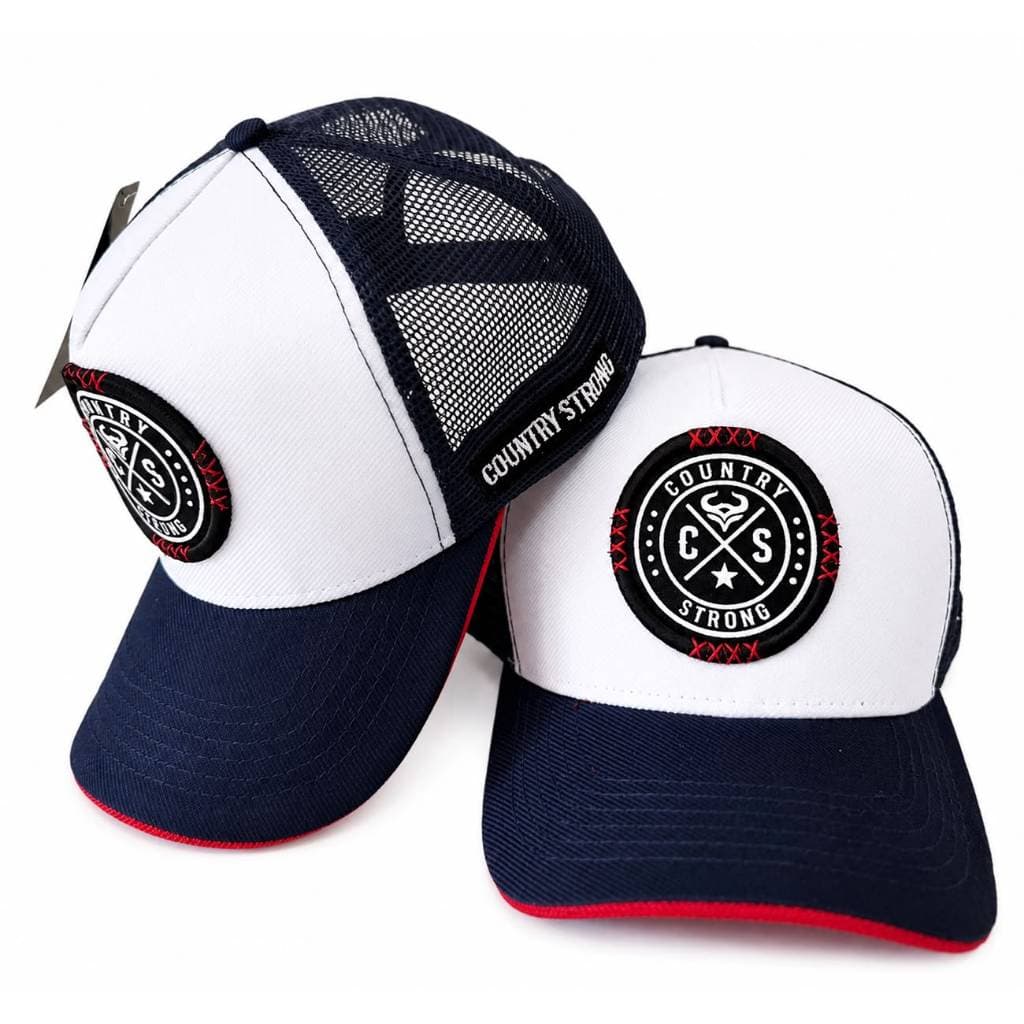Boné Country Strong Original Bordado em Alto Relevo Chapéu masculino Telinha Trucker Tela Caminhoneiro Top