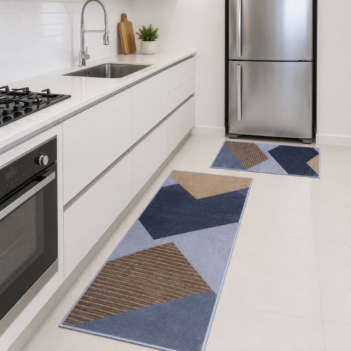 Jogo c/ 2 Peças Passadeira Tapete para Cozinha Estampado Antiderrapante Grande Moderna Kit