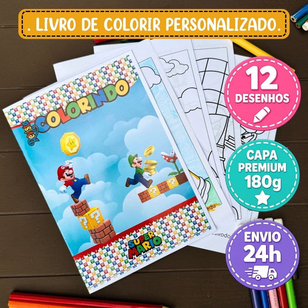 Livrinho de Colorir Personalizado 🎨 Lembrancinha de Festa | Nome + Tema que Você Quiser | Pronto em 24h