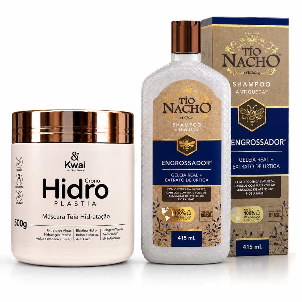 KIT Tio Nacho Engrossador 415ml + Máscara Teia Reconstrução Hidratação 500g