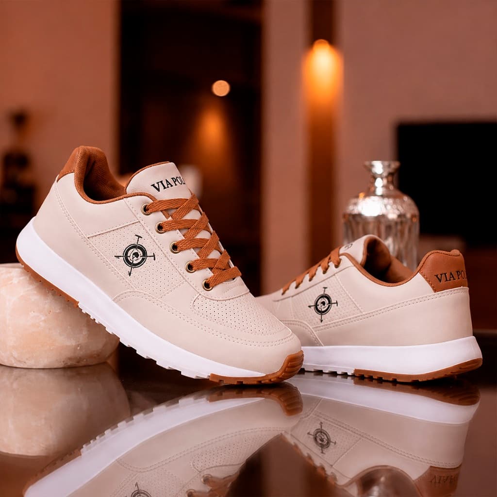 Tenis Masculino Casual Via Polo Confortavel Couro Sintético Dia a Dia Macio Trabalho Leve
