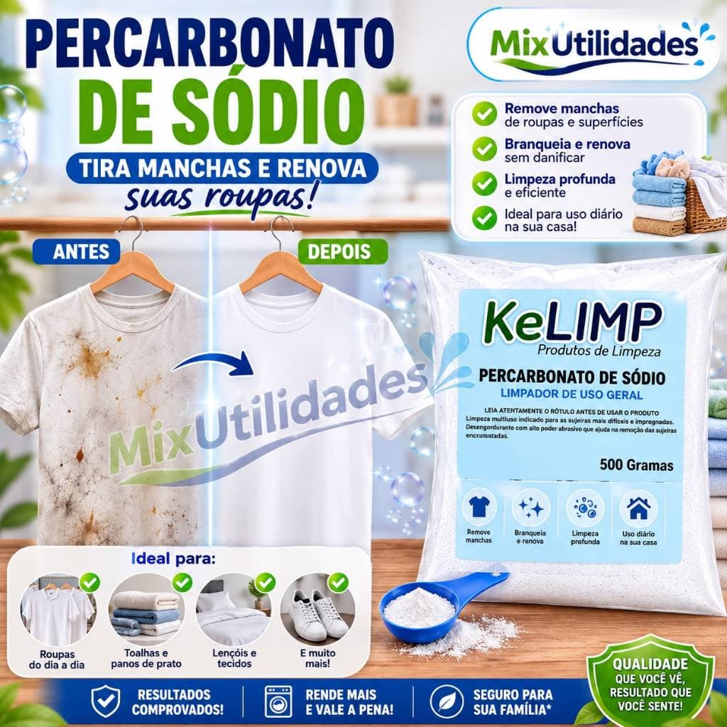 PERCABONATO DE SÓDIO 500GR TIRA MACHAS POTENTE, EXTRA FORTE.