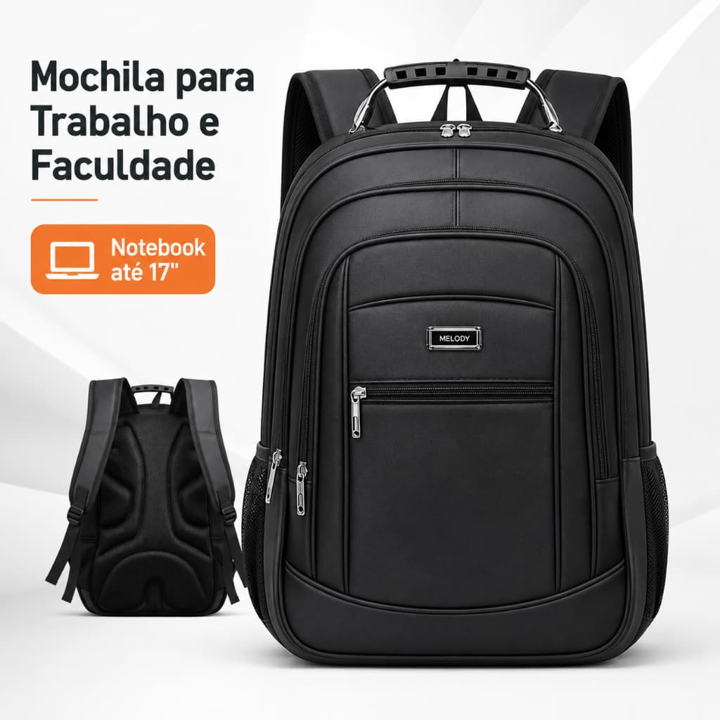 Mochila Reforçada Notebook Impermeável Grande Faculdade Trabalho Unissex Escolar Resistente Bolsa