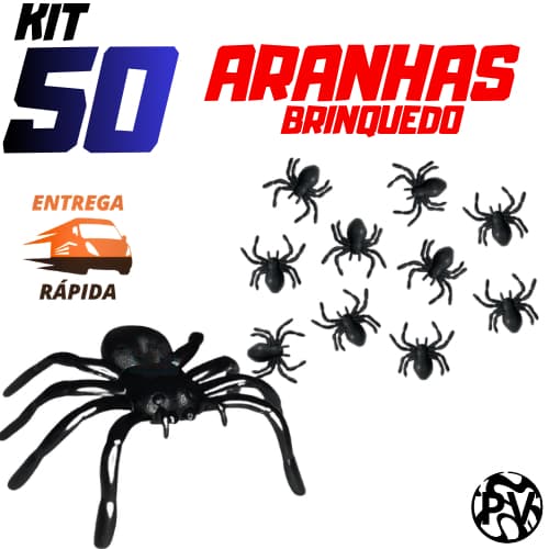 Kit 50 Aranhas Brinquedo Infantil para Sacolinhas Surpresa e Festas de Halloween Sacolinhas Surpresa