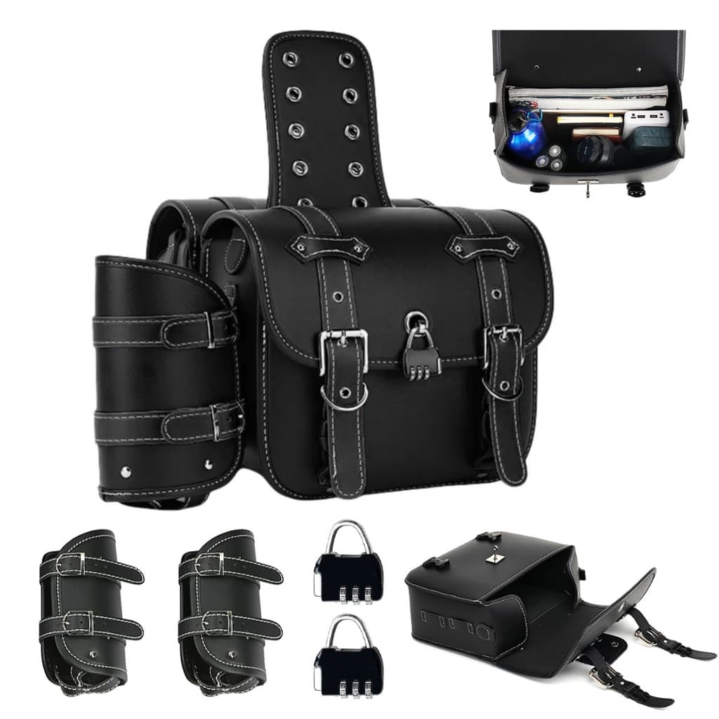 Bolsa Selim Retrô Moto e Scooter Elétrico Destacável + Cadeado de Senha e Bolsa Garrafa Água de Brinde
