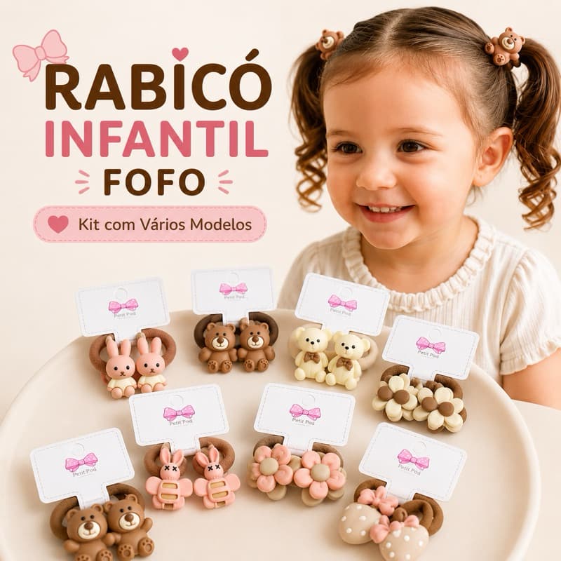Kit Rabicó Infantil | Xuxinhas de Cabelo Menina | Elástico Infantil