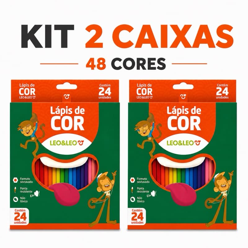 2 Caixas Lapis de Cor,Lapis de Colorir, 24 Cores Cada Caixa