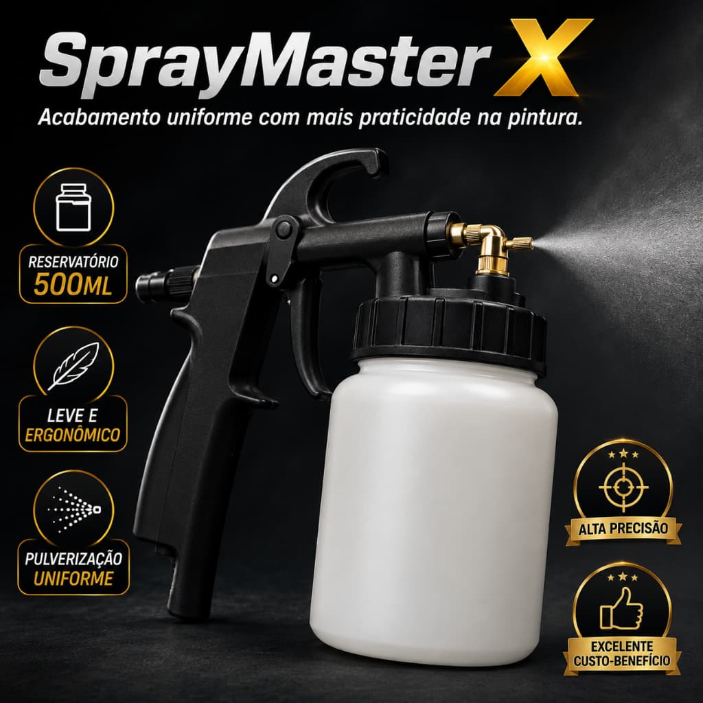 Pistola Pulverizadora de Pintura 500ml Bico 1.1mm para Compressor de Ar Profissional