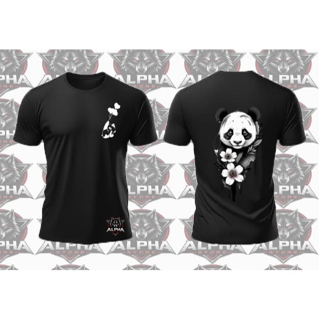 Camiseta Feminina Panda Floral | Estampa Delicada | 100% Algodão Premium