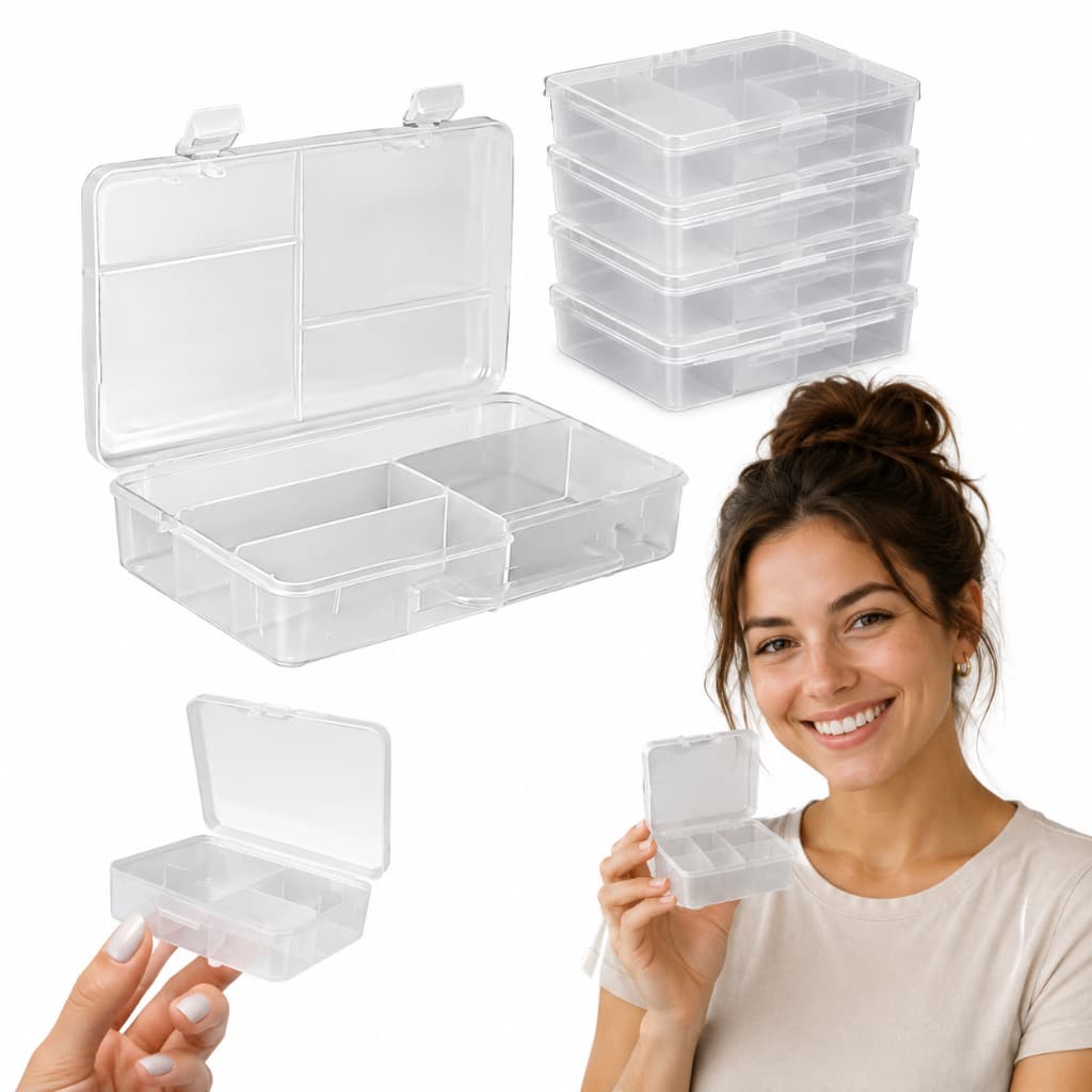 Kit 10 Caixa Organizadora Pequena com Divisórias Transparente Multiuso
